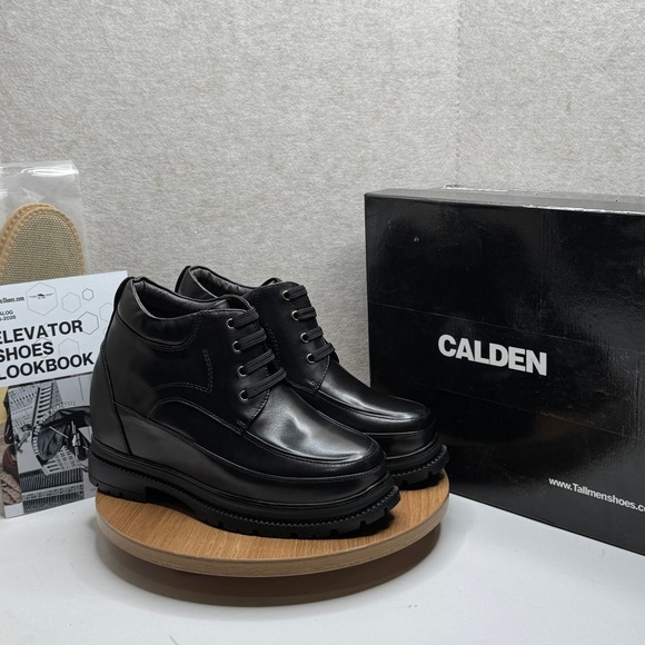 Calden 5.2 in Elevator Shoes Height Increasing Lace Up Shoes boots Black US 7.5 - Picture 1 of 9